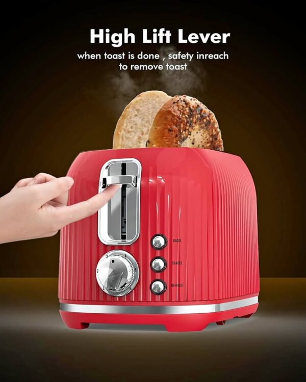 LONGDEEM 2 Slice Toaster with Extra Wide Slots & Removable Crumb Tray, 6 Browning Options