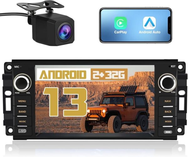 AWESAFE Android Car Stereo for Jeep Wrangler Radio Chrysler Dodge with Wireless Carplay - Image 2