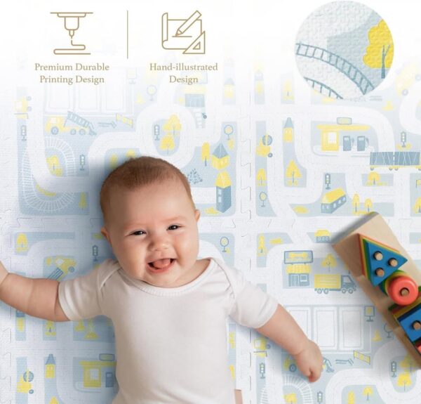 PopsyKosy Premium Baby Foam Play Mats Non-Toxic, Odorless, Peel-Resistant Foam Tiles - 6ft x 4ft - Image 3