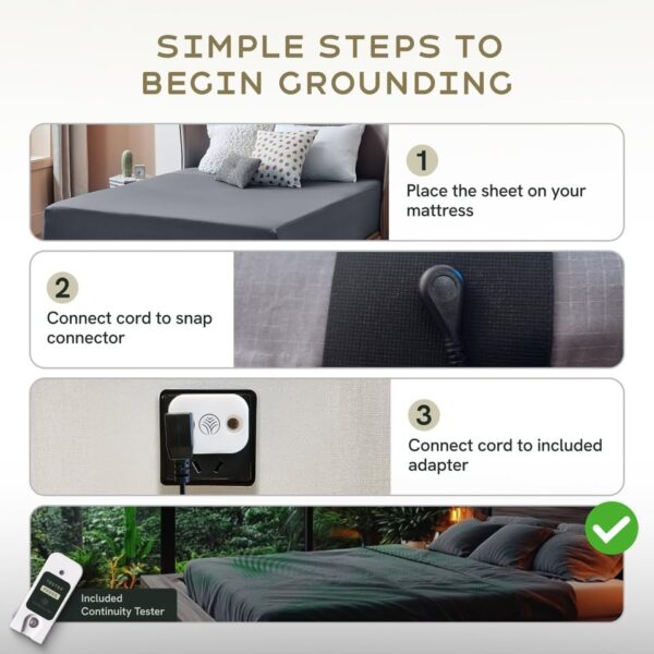 Terraluxe Grounding Bed Sheet (Full XL - 54Wx80L), Organic Cotton 94%, Pure Silver 6%, GOTS Cert. - Image 2