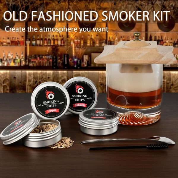 Old Fashioned Smoker Set, 4 Flavors Wood Chips, Christmas Birthday Gifts for Men, Dad, Husband - Image 3