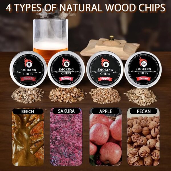 Old Fashioned Smoker Set, 4 Flavors Wood Chips, Christmas Birthday Gifts for Men, Dad, Husband - Image 2