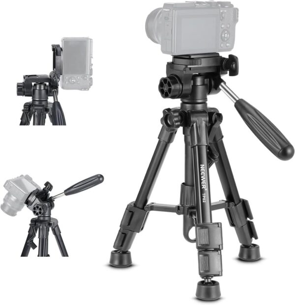 NEEWER Basic Mini Desk Tripod for Camera with 3 Way Pan Tilt Head & Handle - Image 2