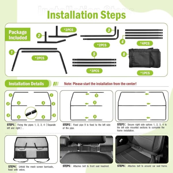 Farafox Dog Barrier for Car,50" Wide for Trucks SUV Sedans Pet Restraint Car Backseat - Image 3
