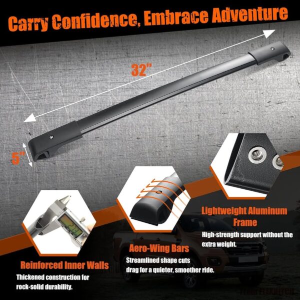 FLEXHITCH Roof Rack Cross Bars for Forester 2014–2024 | Aluminum Aero Crossbars, 170lbs Capacity - Image 3