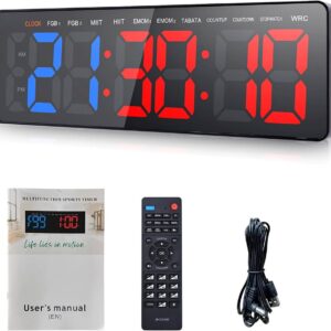 AnExer 13" Gym Timer Clock, Workout Interval Timer with Remote Control, Count Down & Up Stopwatch