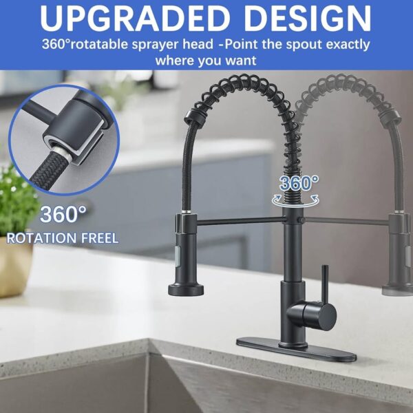 Alenart Kitchen Faucet with Pull Down Sprayer,Multi-Function Single Handle Kitchen Sink Faucets, - Image 3