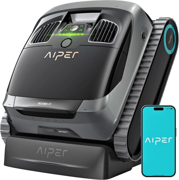 AIPER Scuba X1 Cordless Robotic Pool Cleaner, 6600 GPH High-Power Suction, Multi-Layer Filtration