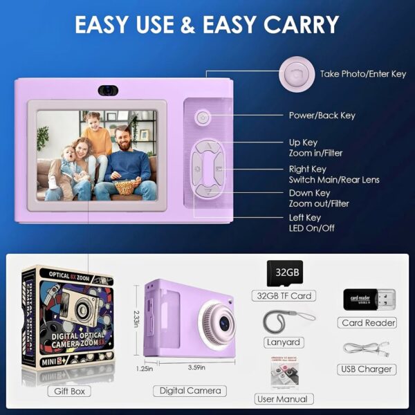 ARNSSIEN Digital Camera for Kids, 1080P Vintage Kids Camera - Image 2