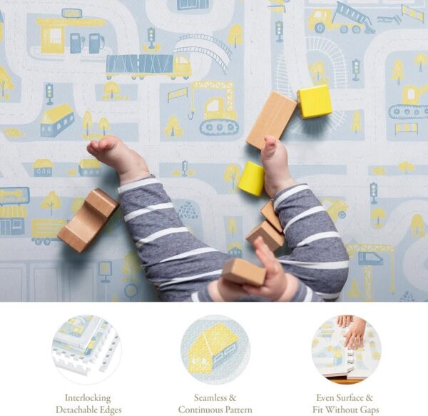 PopsyKosy Premium Baby Foam Play Mats Non-Toxic, Odorless, Peel-Resistant Foam Tiles - 6ft x 4ft