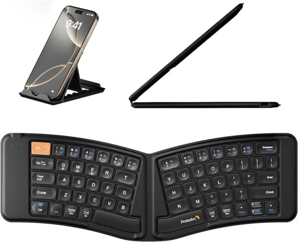 ProtoArc Ergonomic Foldable Keyboard, XK03 Split Folding Bluetooth Keyboard