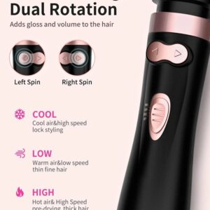 Rotating Hot Hair Dryer Brush, Blow Dryer Brush with 2 Inch&1.5 Inch Brush Attachements