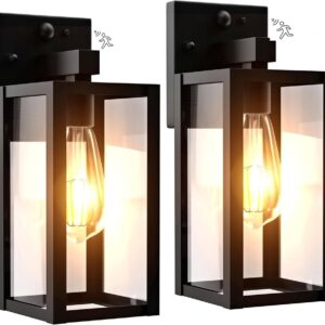 Motion Sensor Dawn to Dusk Outdoor Sensor Light Fixture Waterproof Porch Wall Lantern - 2 Pack