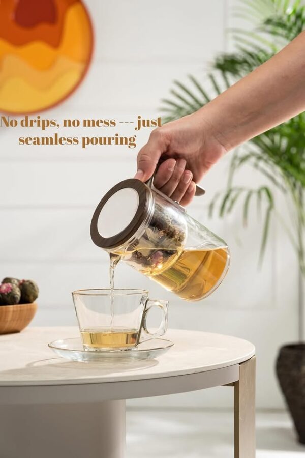 WOLTBLOOM Enchanti Tea Pot - Modern Glass Infuser Teapot - Water Separation Glass Teapot - Image 2