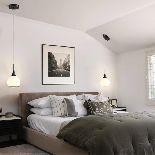 HAHZT Pendant Light Fixtures Kitchen: Matte Black Farmhouse Island Light with Clear Glass - 6 Inch - Image 3