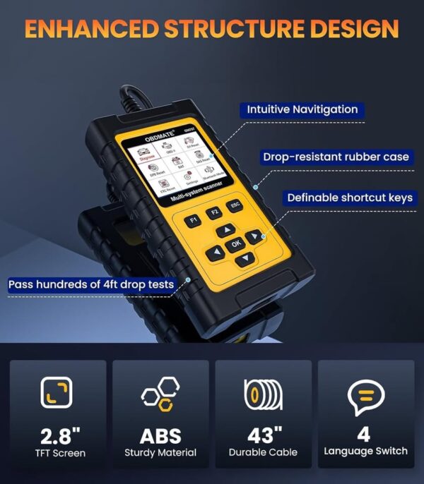 OBDMATE OBD2 Scanner for Honda/Acura, All Systems Diagnostic Tool with 15+ Resets - Image 3