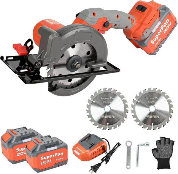 20V Cordless Mini Circular Saw with 2 Batteries & 2 Blades - 6.0Ah, 6700RPM - Image 2