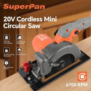 20V Cordless Mini Circular Saw with 2 Batteries & 2 Blades - 6.0Ah, 6700RPM