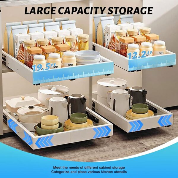 Pull Out Cabinet Organizer, Expandable Width(12.2"-19.5") Depth(16.3"-21.7") Slide Out Drawers