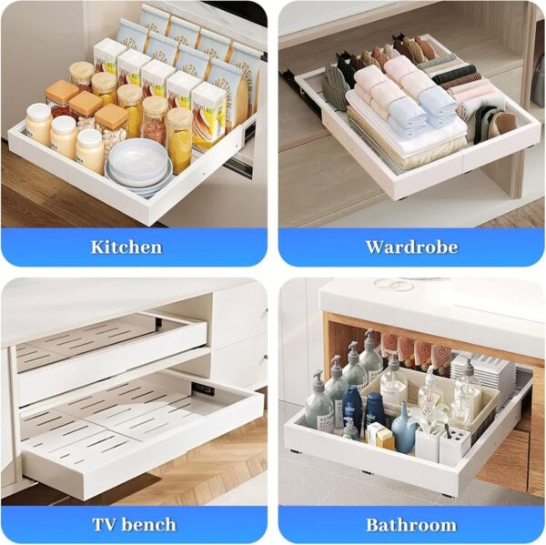 Pull Out Cabinet Organizer, Expandable Width(12.2"-19.5") Depth(16.3"-21.7") Slide Out Drawers - Image 2