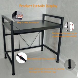 Microwave Oven Rack, Microwave Stand,Adjustable Shelf with 6 Hooks Microwave Shelf