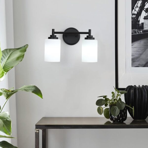 Matte Black Bathroom Light Fixtures,2-Light Bathroom Vanity Light Over Mirror - Image 2