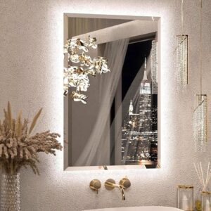 Keonjinn 24 x 36 in Beveled Backlit LED Mirror, Bathroom Vanity Mirror with Lights