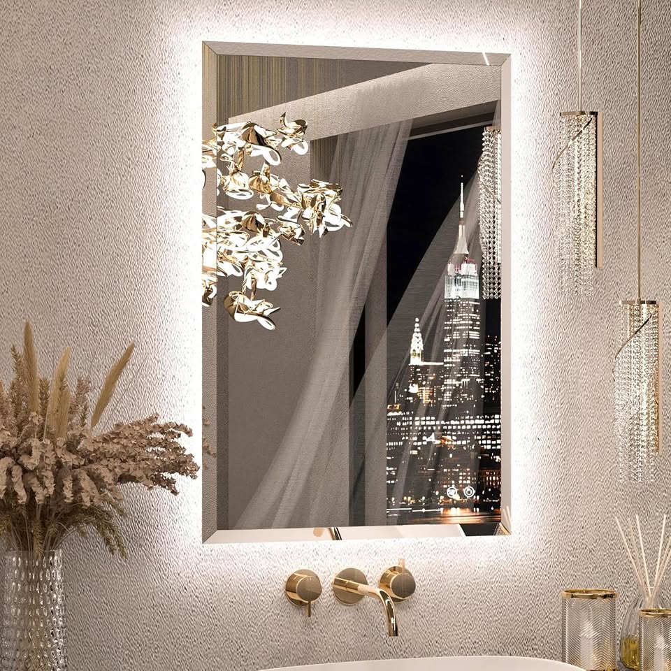 Keonjinn 24 x 36 in Beveled Backlit LED Mirror, Bathroom Vanity Mirror with Lights