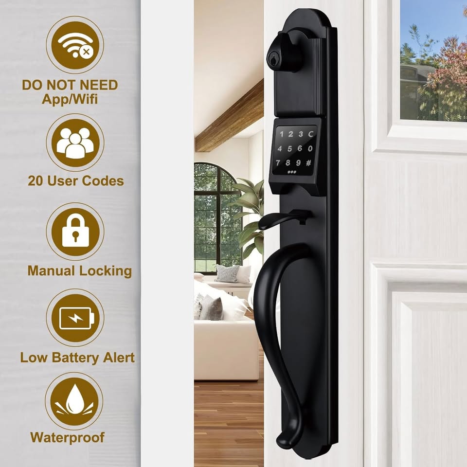 HISAFE Keyless Entry Door Lock Set, Heavy Duty Smart Double Door Handleset with Touchscreen Keypad - Image 3