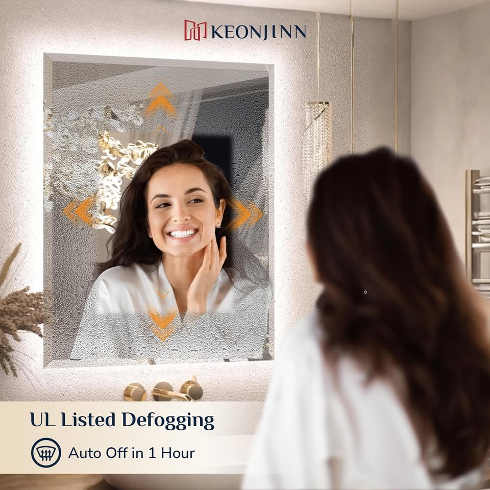 Keonjinn 24 x 36 in Beveled Backlit LED Mirror, Bathroom Vanity Mirror with Lights - Image 3
