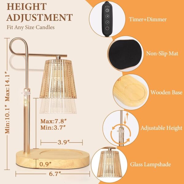 IvvaHholao Candle Warmer Lamp with Timer Dimmer, Adjustable Height Wax Warmer Lamp for Jar Candle - Image 3