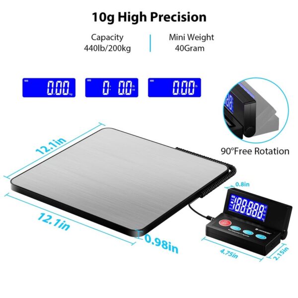 UNIWEIGH Shipping Postal Scale 440lb,Commercial Weight Scale for Packages