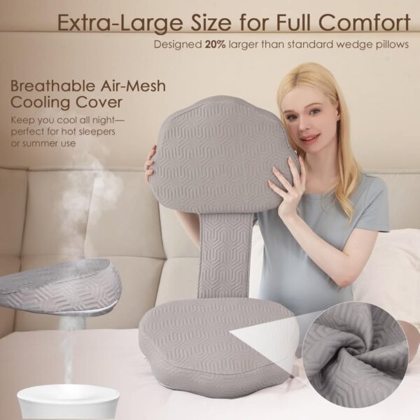 Chilling Home 2-in-1 Memory Foam Maternity Pillow, Pregnancy Body Pillow for Sleeping, Grey - Image 3
