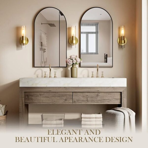 Wall Sconces Set of Two（with 2 LED Bulbs, Bathroom Sconces Wall Lighting with Clear Glass